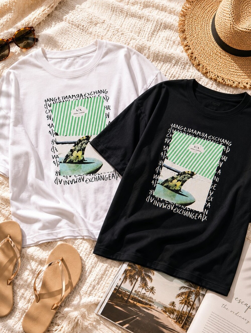 💚Armani Exchange A|X Graphic Tee Bundle Black White Kelly Green Size Small 💚